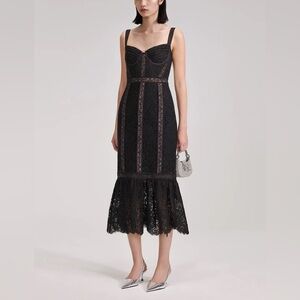Self-Portrait Lace Embroidered‎ Slip Dress Size US 2/UK 6